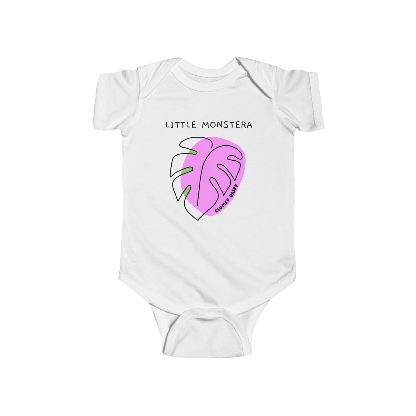 "Little Monstera" Plant Onesie for Baby - Pink