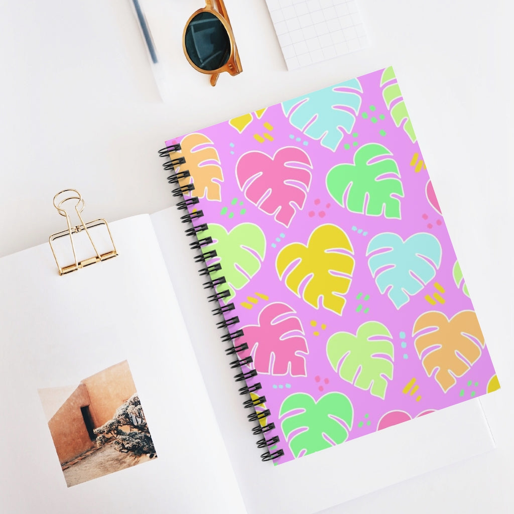 Monstera Confetti Spiral Notebook - Pink