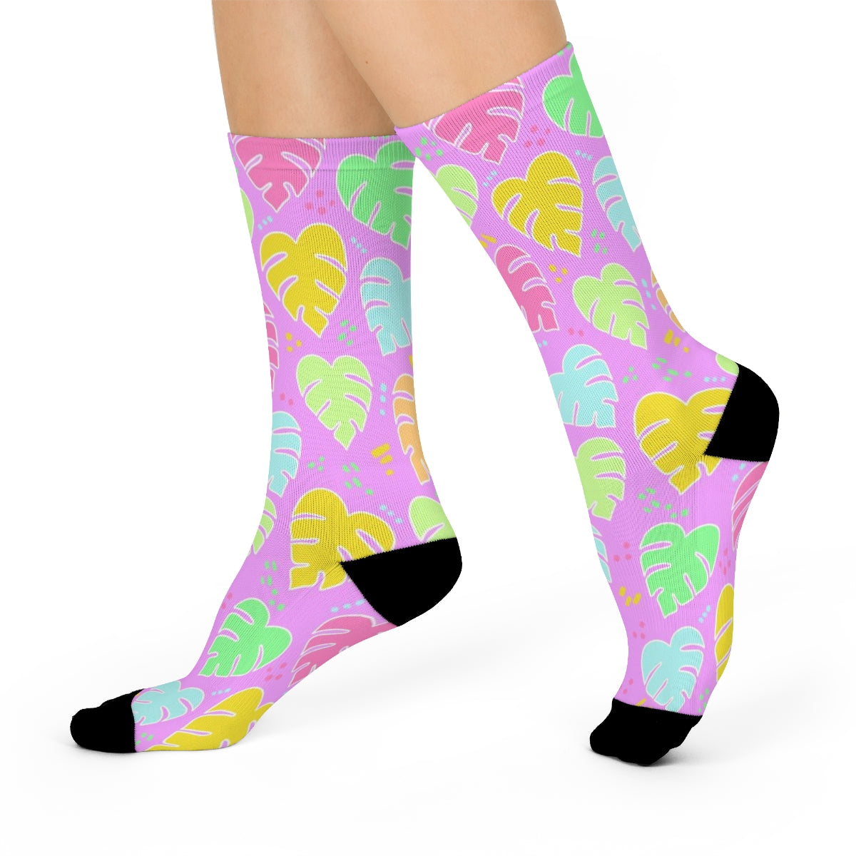 Monstera Confetti  Socks - Pink