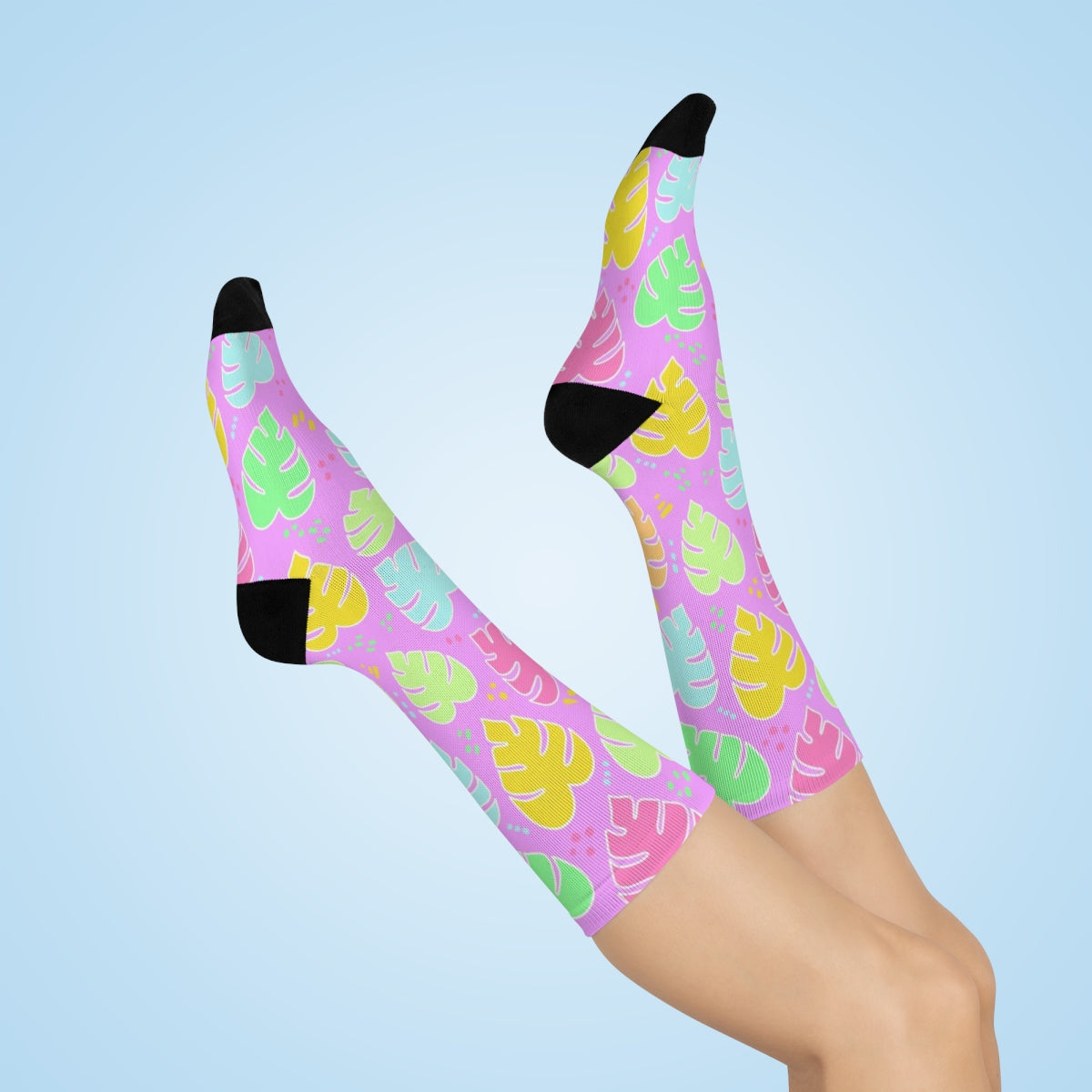 Monstera Confetti  Socks - Pink