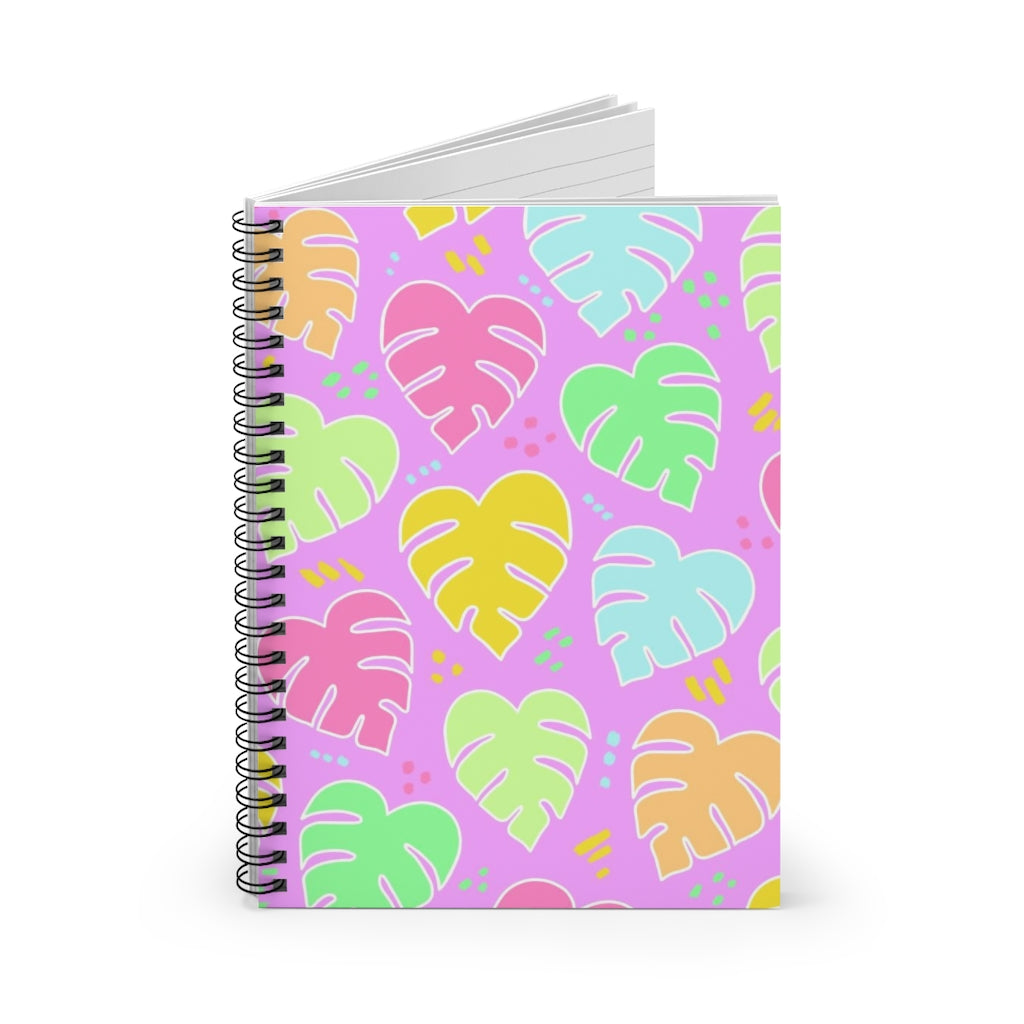 Monstera Confetti Spiral Notebook - Pink