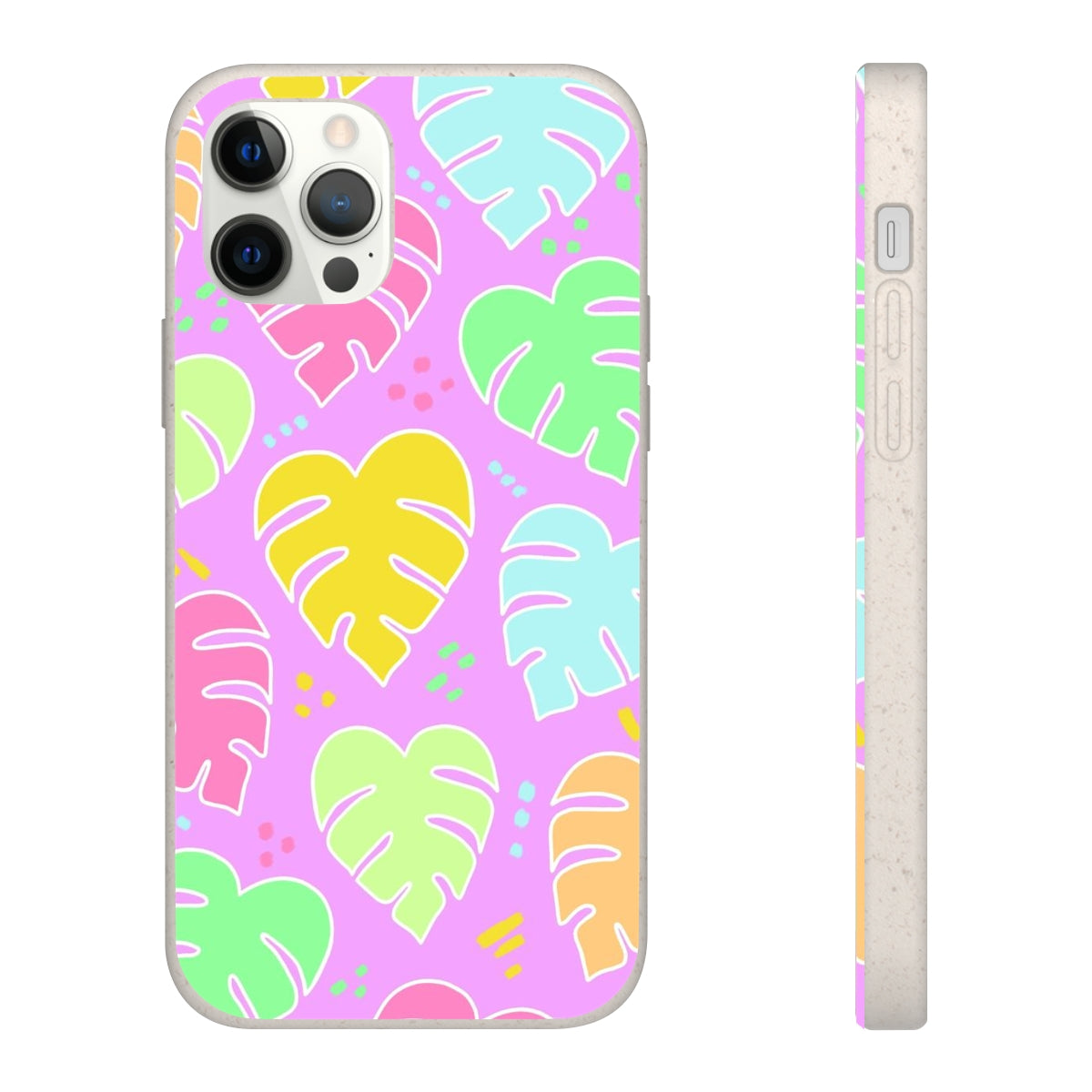 Monstera Confetti Biodegradable Phone Case - Pink