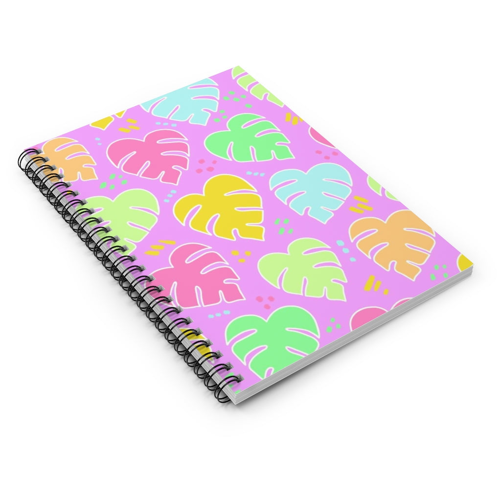 Monstera Confetti Spiral Notebook - Pink