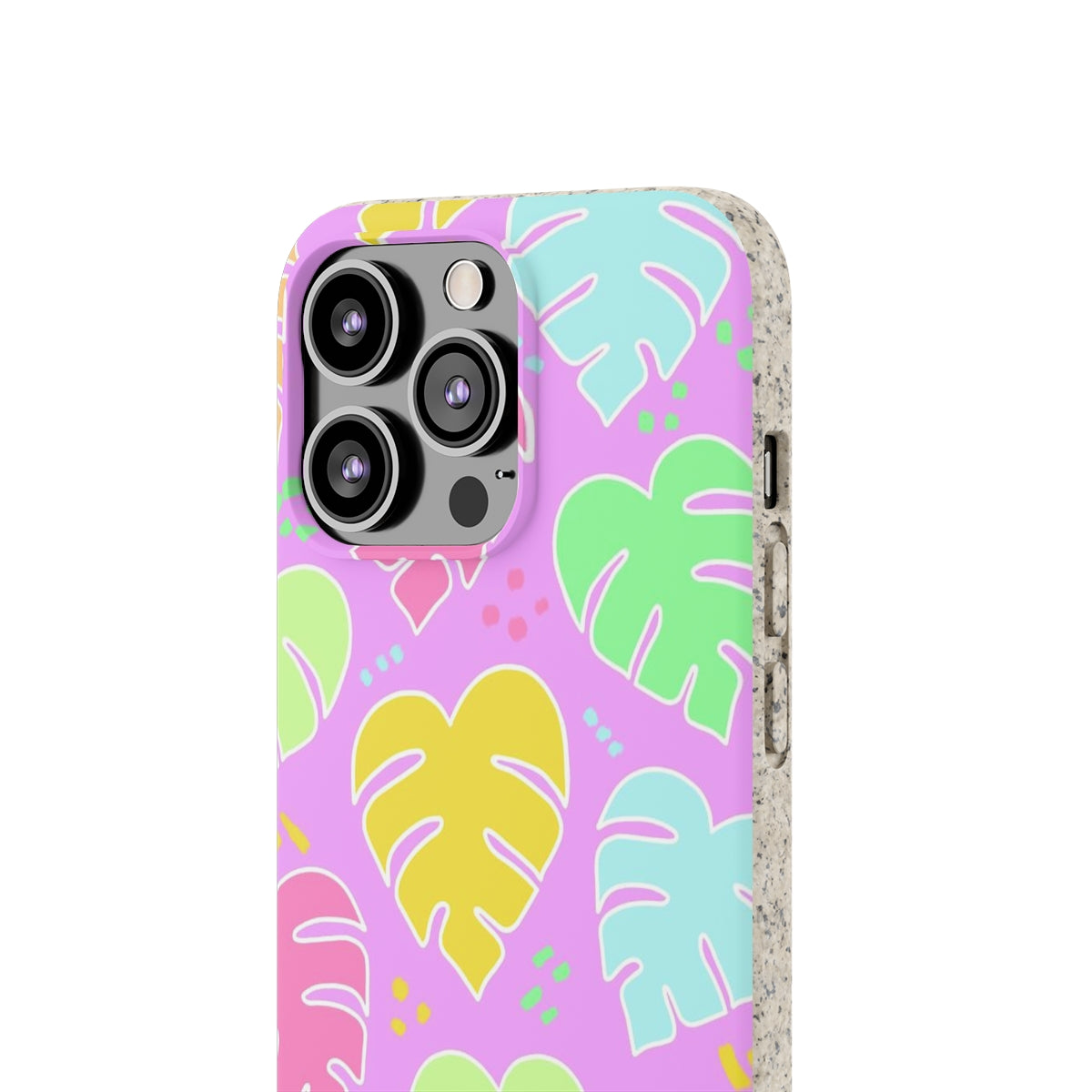 Monstera Confetti Biodegradable Phone Case - Pink