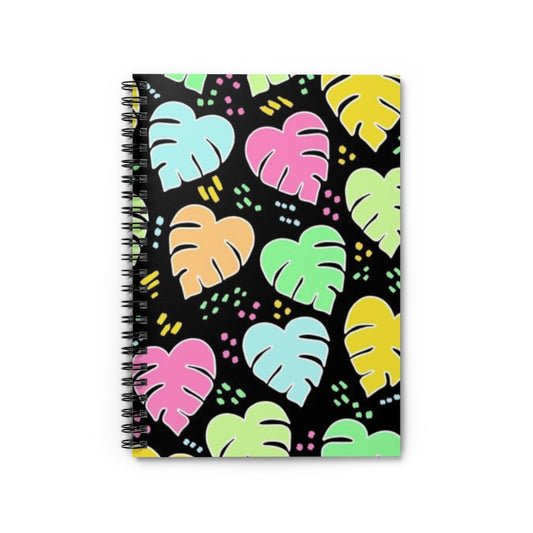 Monstera Confetti Spiral Notebook - Black