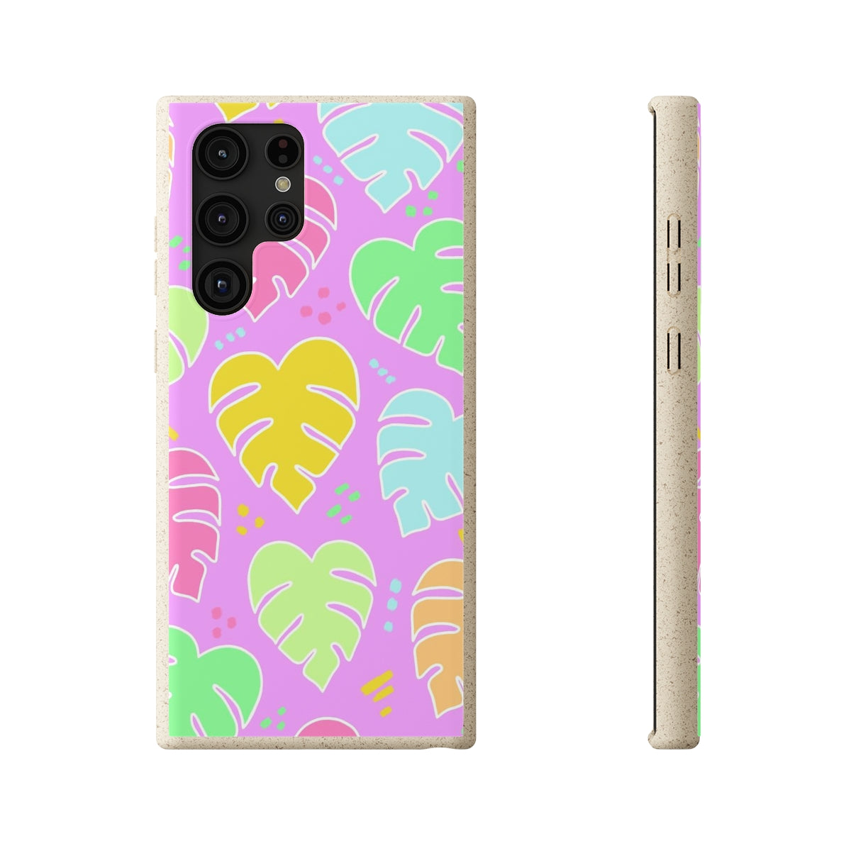 Monstera Confetti Biodegradable Phone Case - Pink