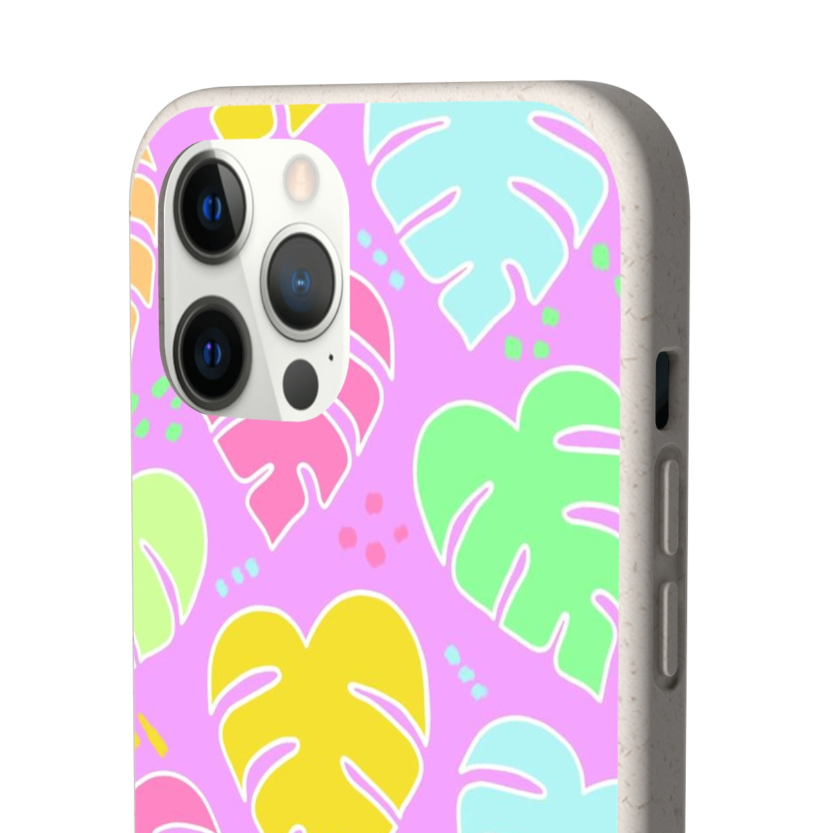 Monstera Confetti Biodegradable Phone Case - Pink