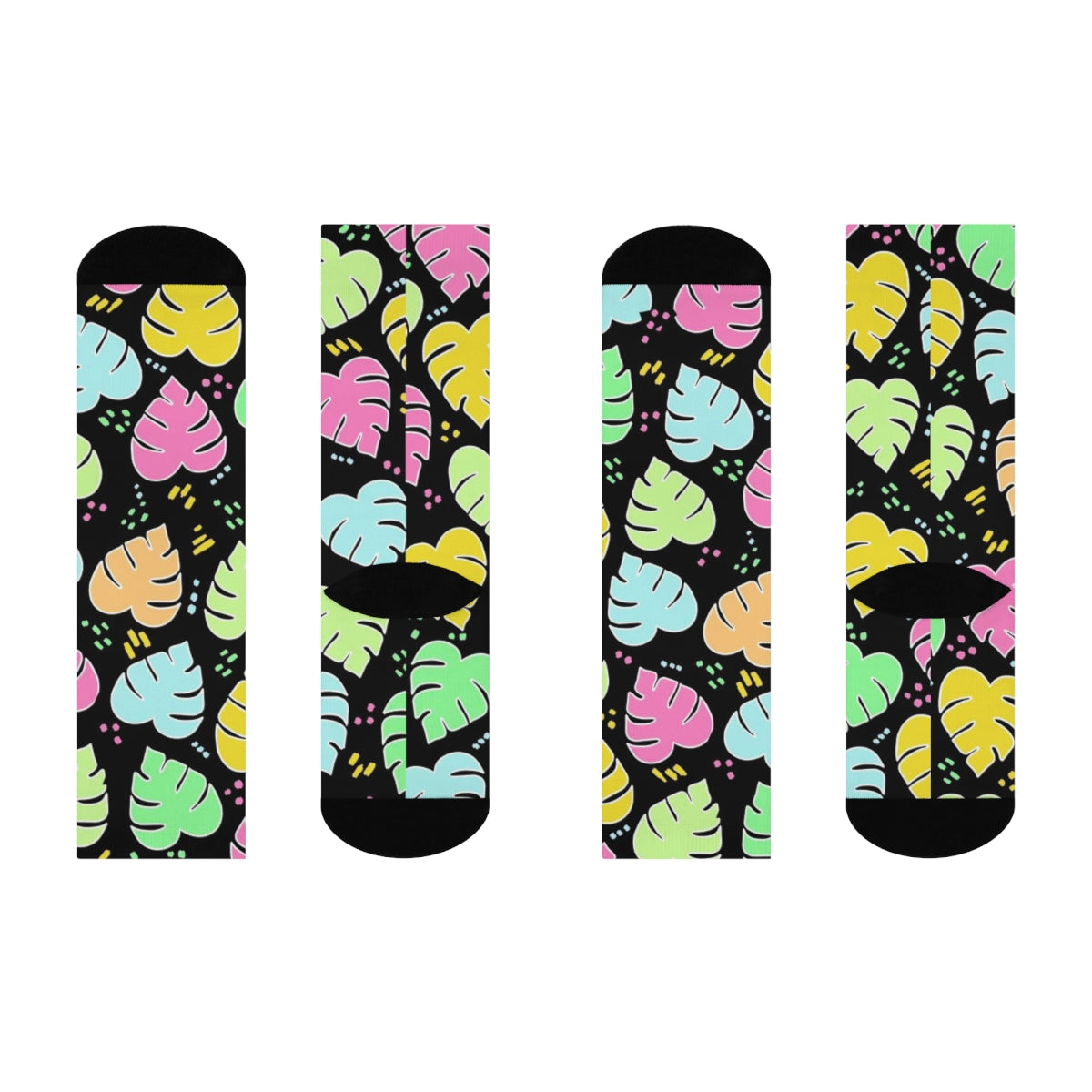 Monstera Confetti  Socks - Black