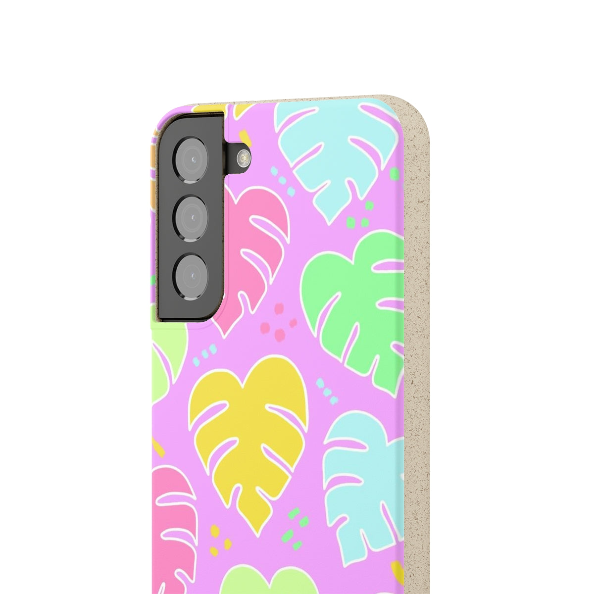 Monstera Confetti Biodegradable Phone Case - Pink