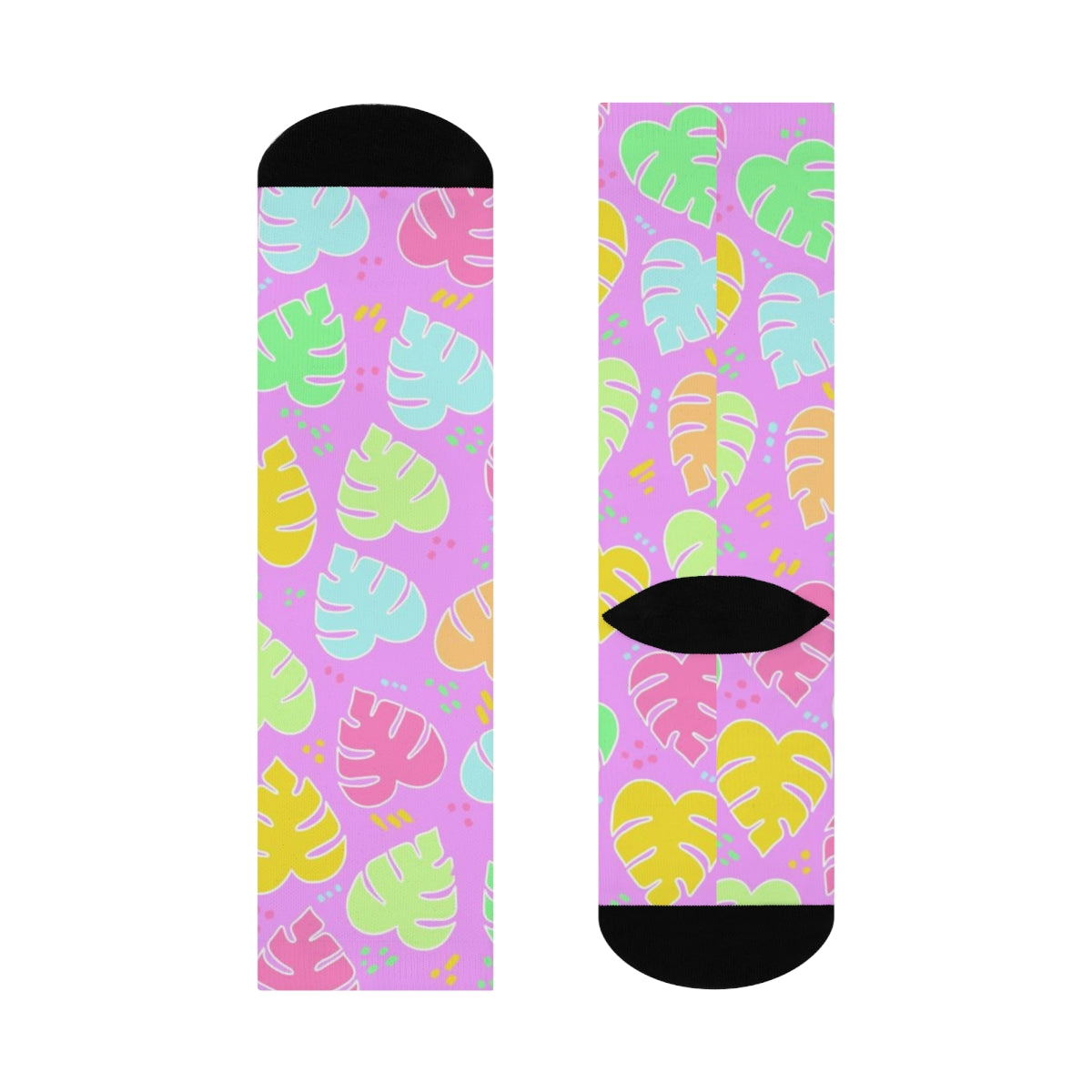 Monstera Confetti  Socks - Pink