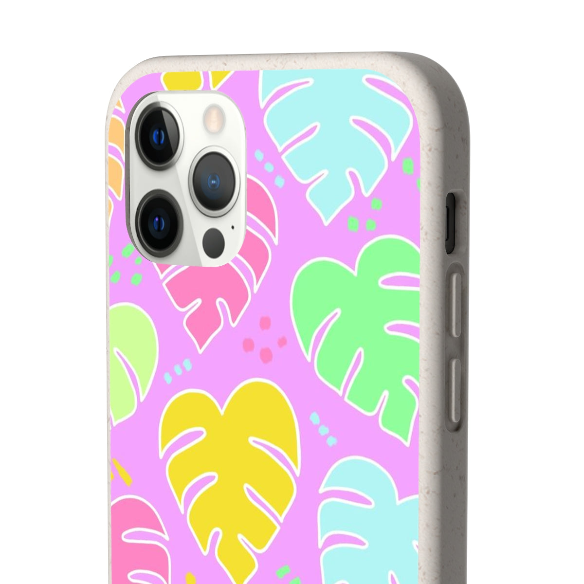 Monstera Confetti Biodegradable Phone Case - Pink