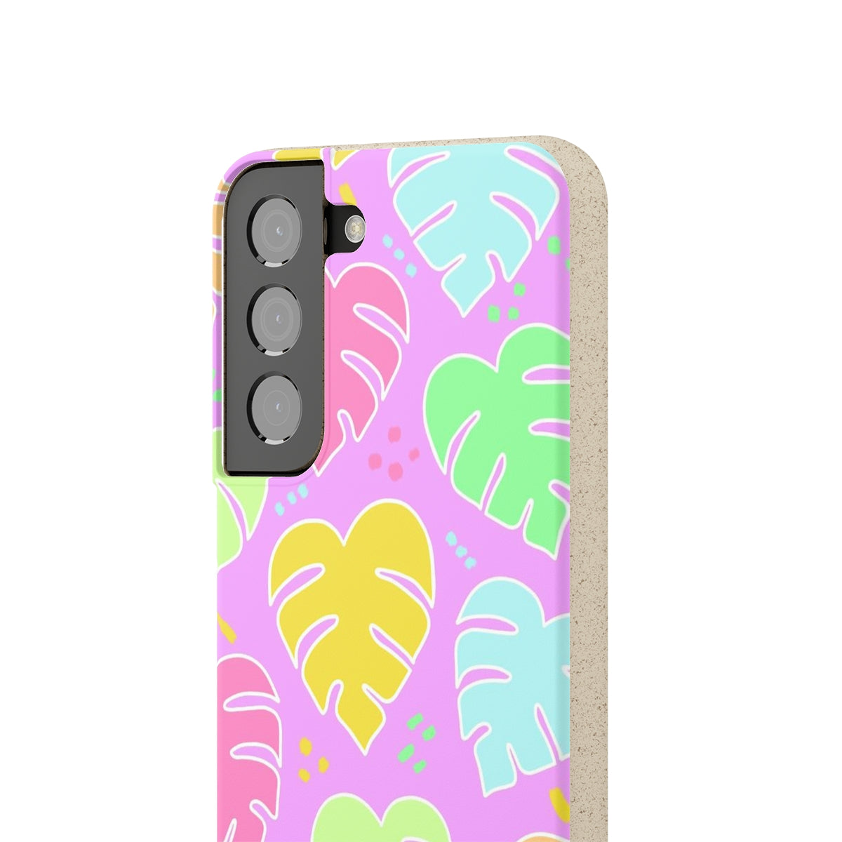 Monstera Confetti Biodegradable Phone Case - Pink