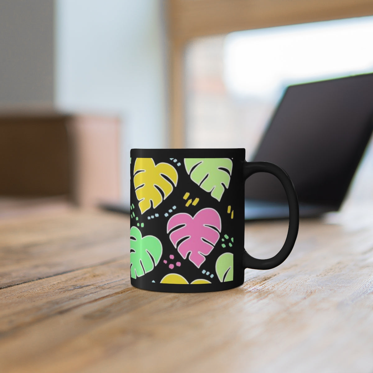 Monstera Confetti Mug - Black