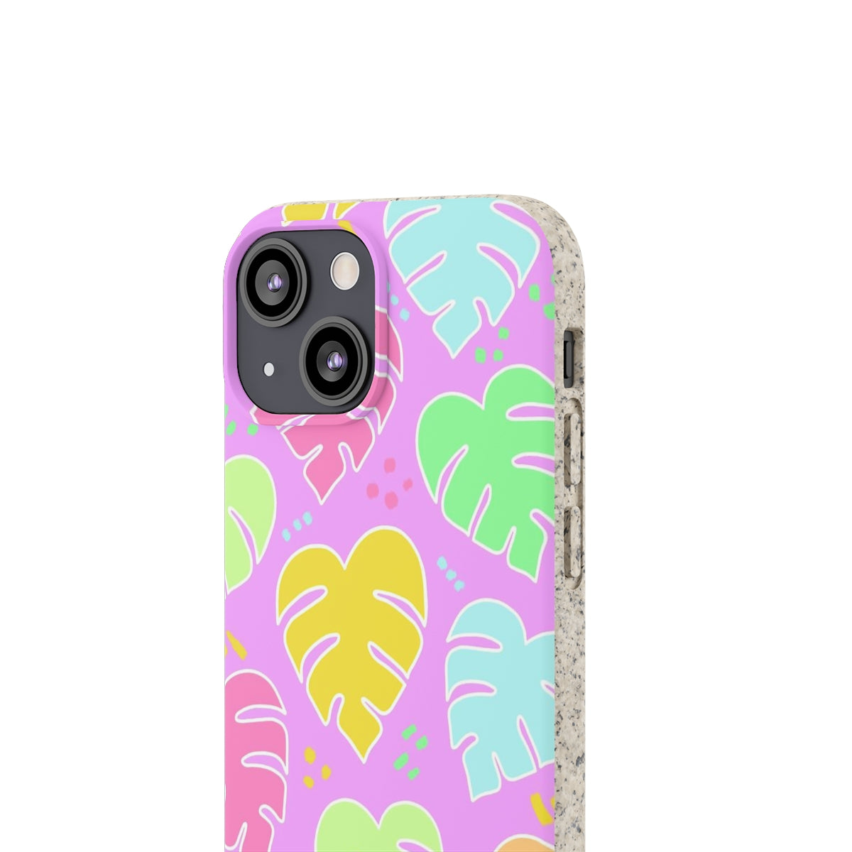 Monstera Confetti Biodegradable Phone Case - Pink