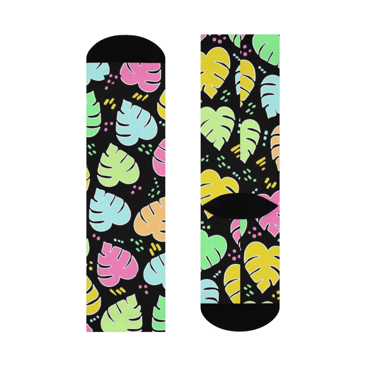 Monstera Confetti  Socks - Black