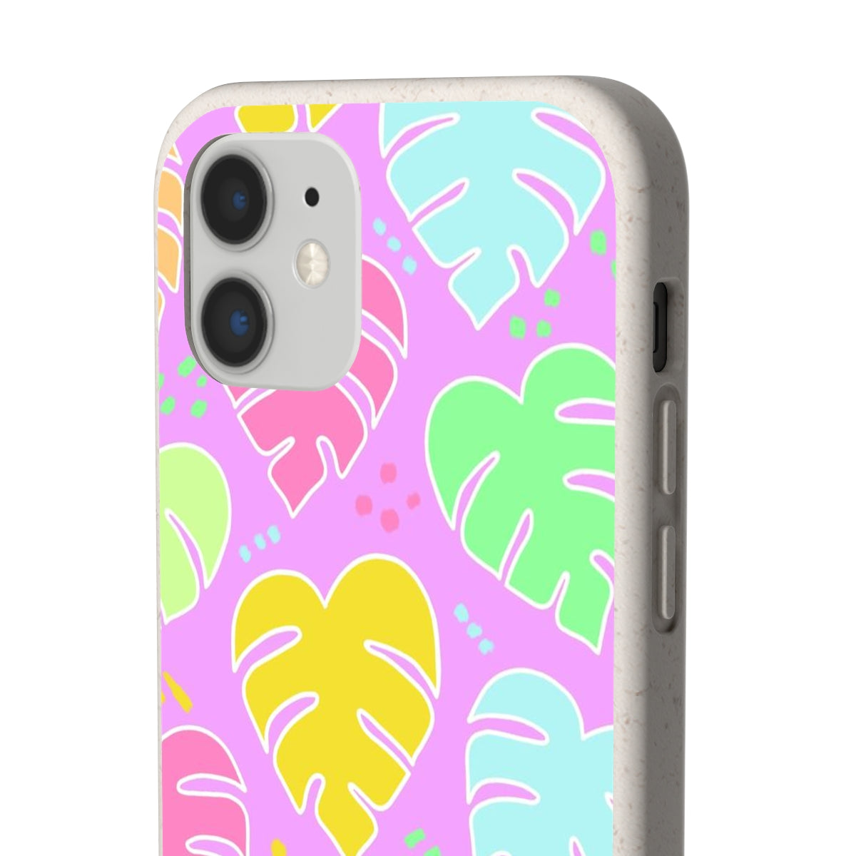 Monstera Confetti Biodegradable Phone Case - Pink