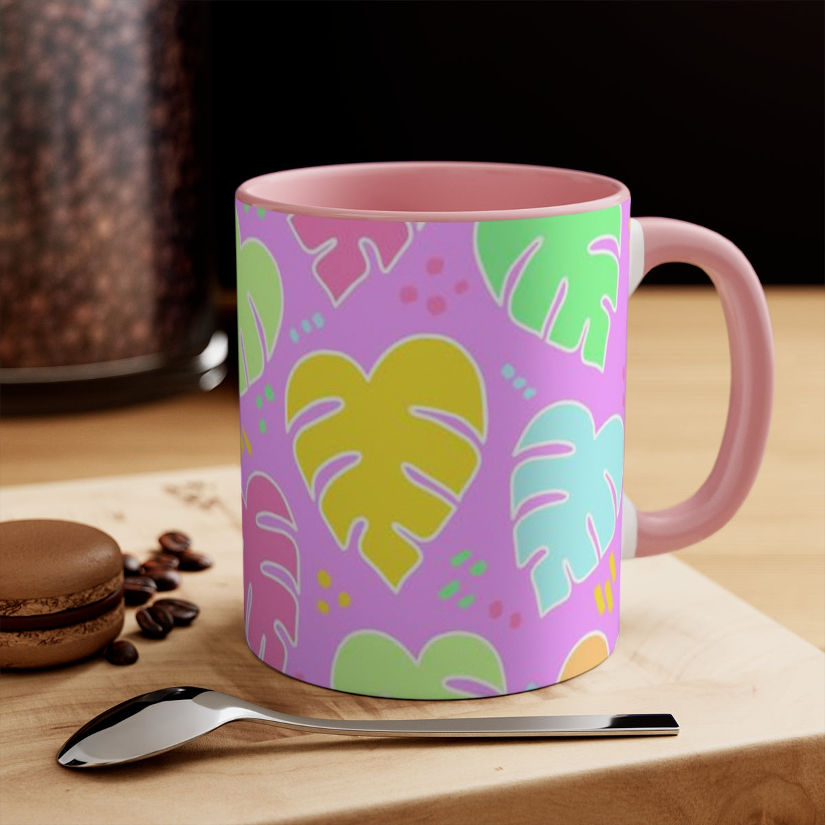 Monstera Confetti Mug - Pink