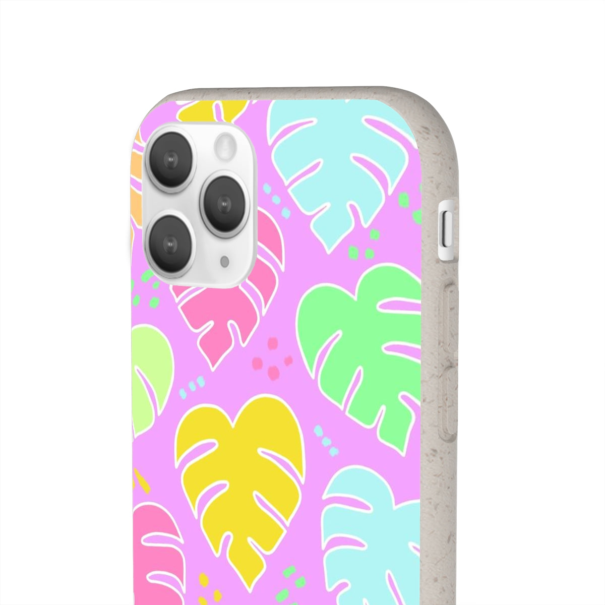 Monstera Confetti Biodegradable Phone Case - Pink