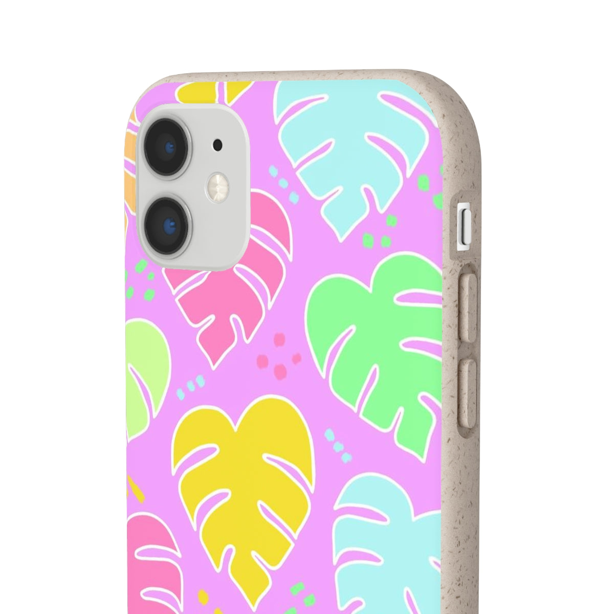 Monstera Confetti Biodegradable Phone Case - Pink