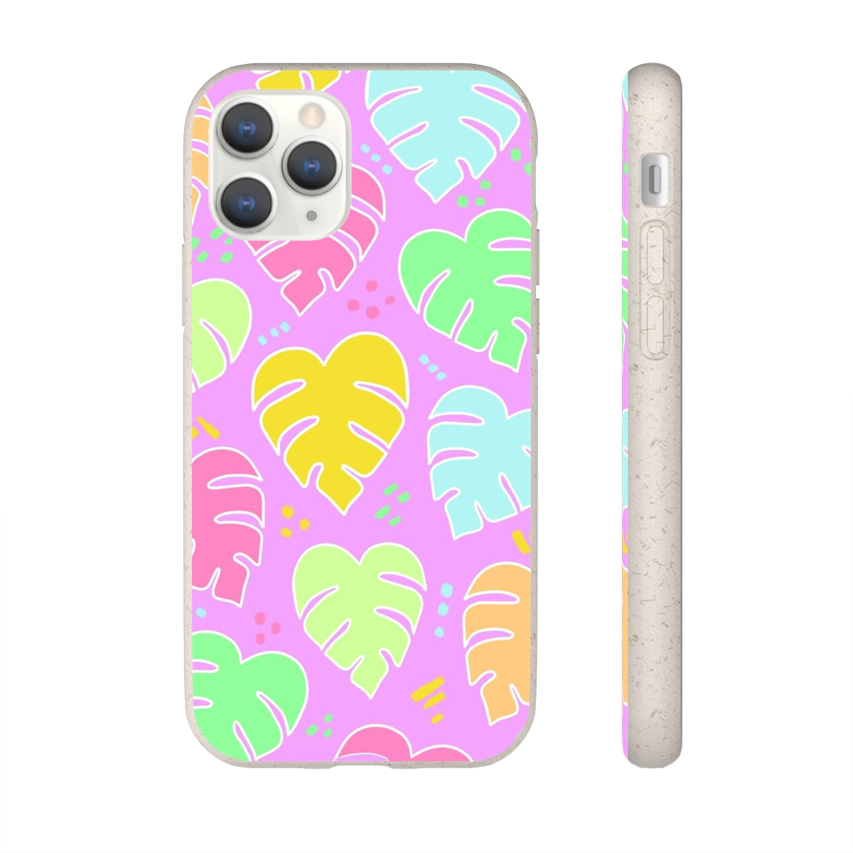 Monstera Confetti Biodegradable Phone Case - Pink