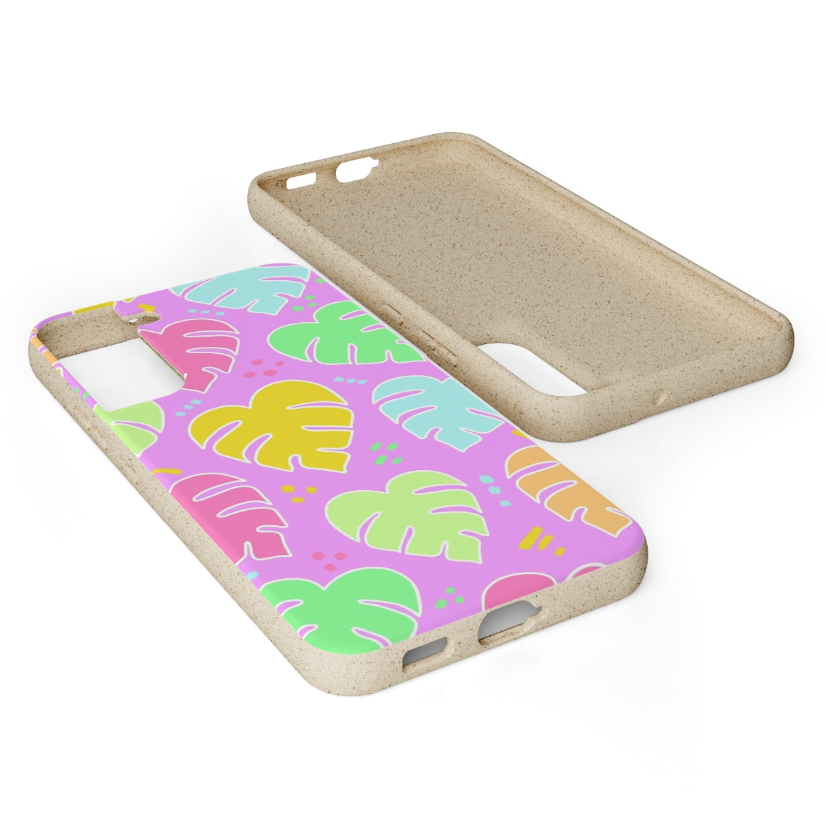 Monstera Confetti Biodegradable Phone Case - Pink