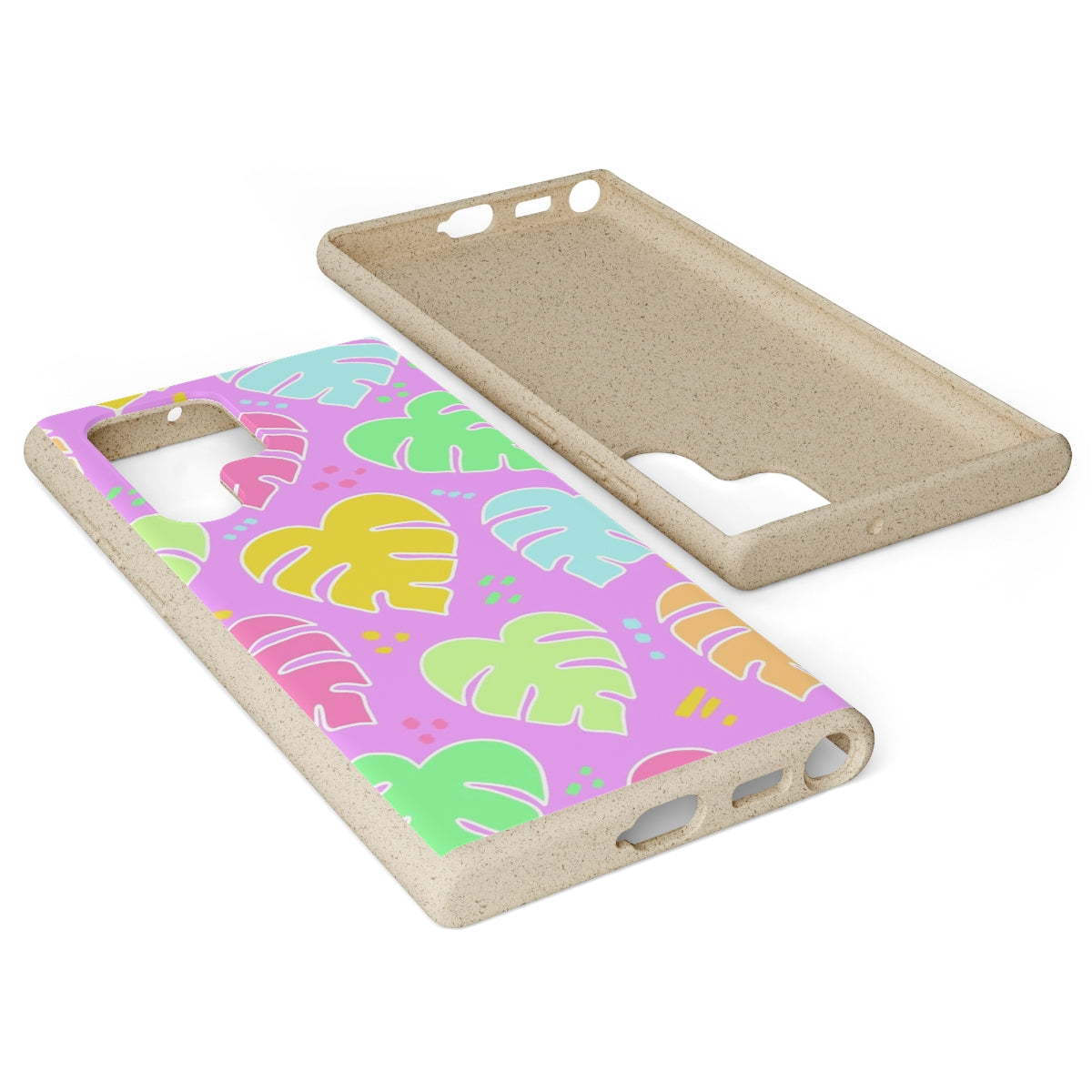 Monstera Confetti Biodegradable Phone Case - Pink