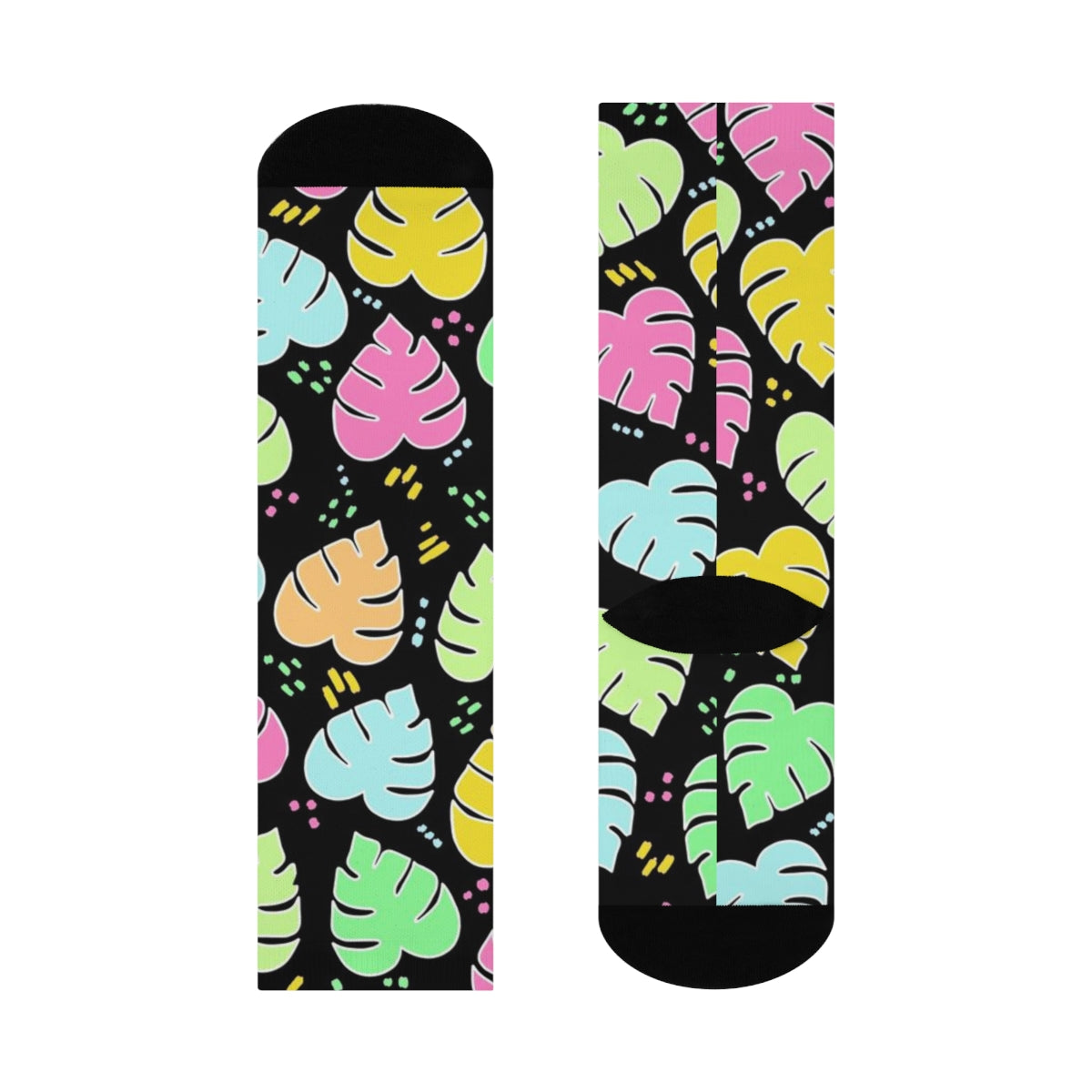 Monstera Confetti  Socks - Black