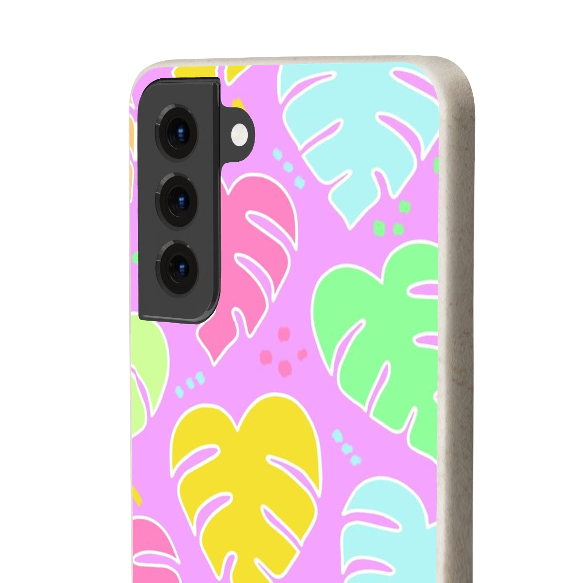 Monstera Confetti Biodegradable Phone Case - Pink