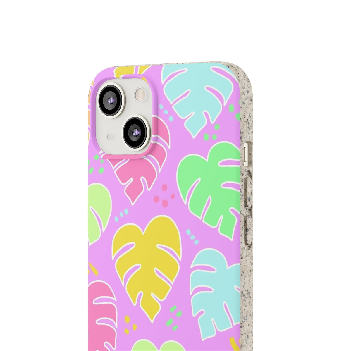 Monstera Confetti Biodegradable Phone Case - Pink