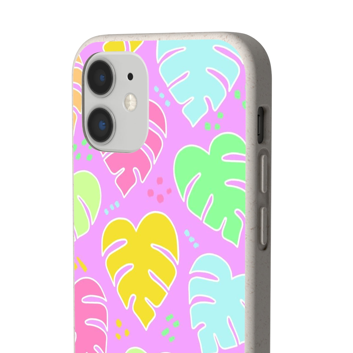 Monstera Confetti Biodegradable Phone Case - Pink