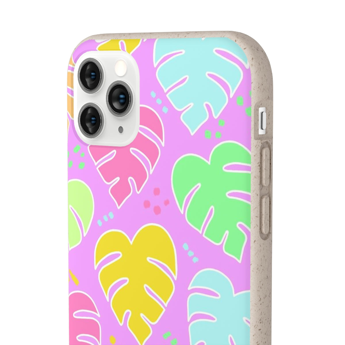 Monstera Confetti Biodegradable Phone Case - Pink