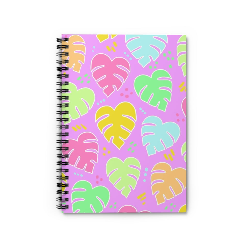 Monstera Confetti Spiral Notebook - Pink