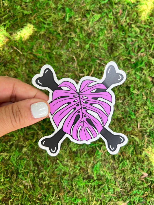 Punk Rock Monstera Crossbones Sticker